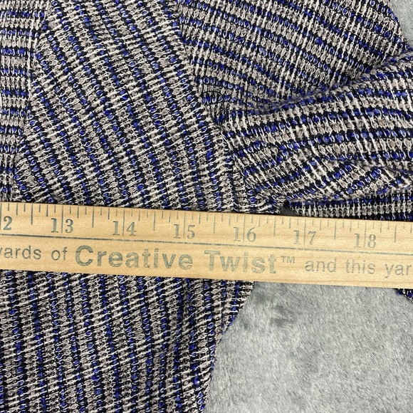 Theyskens' Theory Jacket Womens 4 Blue‎ Jossak Tweed Button Fringe Metallic Lady - Picture 10 of 13